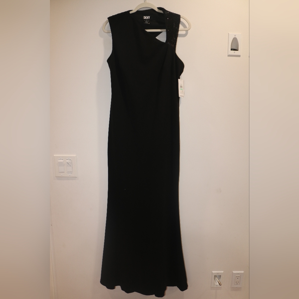 Dkny Women's Asymmetric-Neck Sequin-Detail Gown - Black - Picture 2 of 11